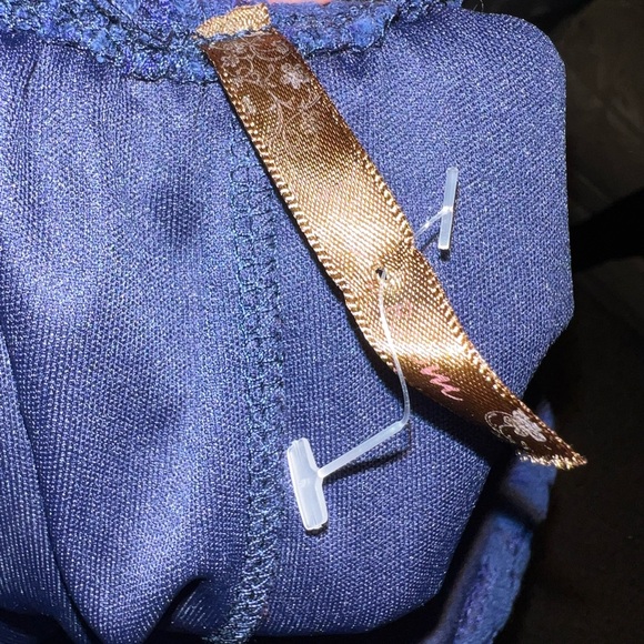 Blue Strapless Mini Dress Lace Bow Backless - Picture 3 of 3